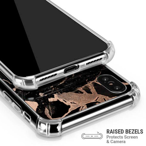 Black and Rose Gold Marble Split iPhone XS Max Clear Case